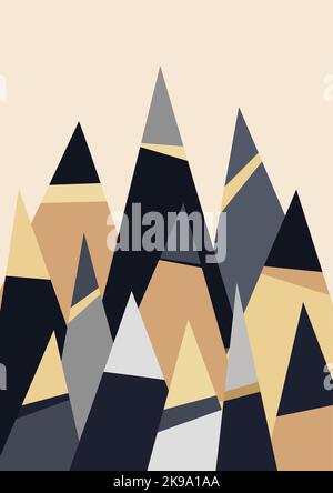 abstract mountains and autumn trees made with triangles. Vector geometric illustration fot template Stock Vector
