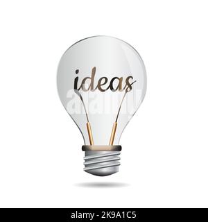Ideas and startup concept. Text inside the lamp. Vector illustration Stock Vector