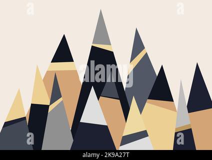 abstract mountains and autumn trees made with triangles. Vector geometric illustration for template Stock Vector