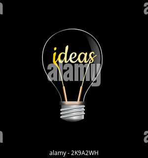 Ideas and startup concept. Text inside the lamp. Vector illustration Stock Vector