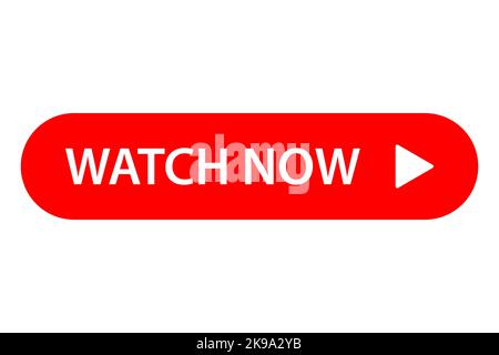 Watch now button icon vector play video button sign Watch now buttons. Play video button Stock Vector