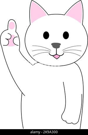 A white cat  gesturing with a finger: white background Stock Vector