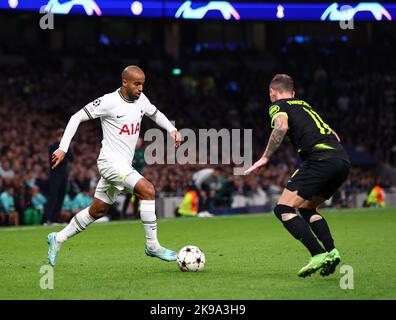 London, England, 26th October 2022. Lucas Moura of Tottenham during the UEFA Champions League match at the Tottenham Hotspur Stadium, London. Picture credit should read: David Klein / Sportimage Stock Photo