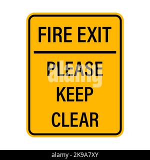 Fire exit please keep clear warning sign icon vector for your web design, logo, infographic, UI. illustration Stock Vector