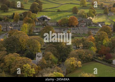 Autumn view of the Yorkshire Dales village in Littondale, a popular location in the Yorkshire Dales National Park Stock Photo