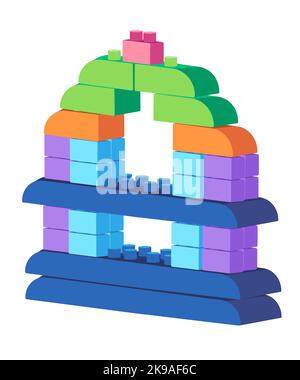 Home house building made from bricks set toys colorful puzzle cude Stock Vector