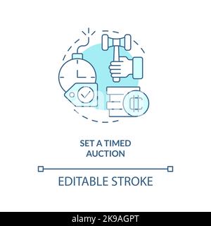 Set timed auction turquoise concept icon Stock Vector