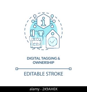 Digital tagging and ownership turquoise concept icon Stock Vector