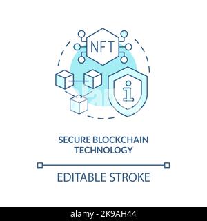 Secure blockchain technology turquoise concept icon Stock Vector