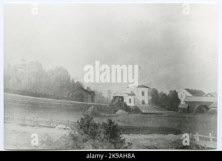 The western gable of the old track station house and the railway hall in Söderhamn. Stock Photo