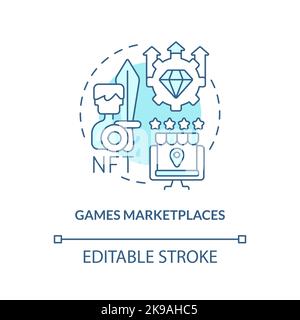 Games marketplaces turquoise concept icon Stock Vector