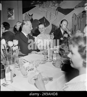 Dinner at an advertising event for Nils Holgersson the tour organized by the State Railways. Stock Photo