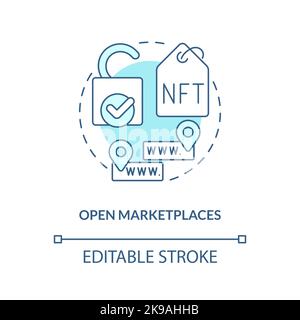 Open marketplaces turquoise concept icon Stock Vector