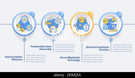 NFT benefits circle infographic template Stock Vector