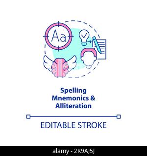 Verbal memory technique concept icon Stock Vector