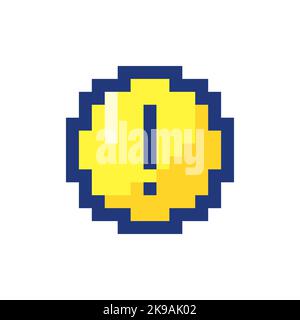 Circular shaped exclamation mark pixelated RGB color ui icon Stock Vector