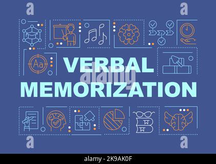 Verbal memorization word concepts dark blue banner Stock Vector
