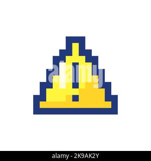 Triangle shaped caution sign pixelated RGB color ui icon Stock Vector