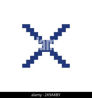 Cross mark pixelated RGB color ui icon Stock Vector