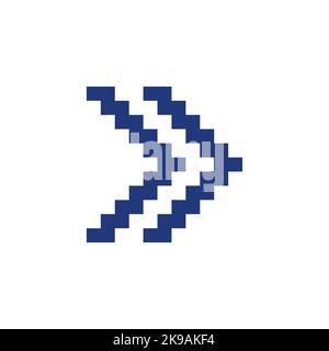 Right double arrow pixelated RGB color ui icon Stock Vector