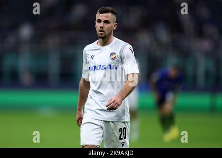 Pavel Bucha of Fc Viktoria Plzen looks on during the Uefa Champions League Group C match between Fc Internazionale and Viktoria Plzen at Stadio Giuseppe Meazza on October 26, 2022 in Milan Italy . Stock Photo