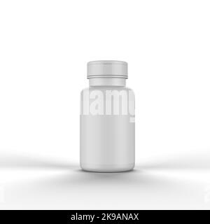 Frosted Glass Pills Bottle 3D Rendering Stock Photo