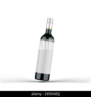 Glass Red Wine Bottle 3D Rendering Stock Photo