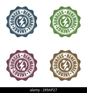 Renewable energy sources seals set Stock Vector