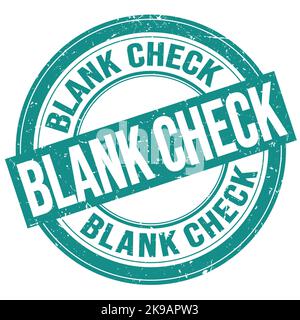 BLANK CHECK text written on blue round grungy stamp sign Stock Photo