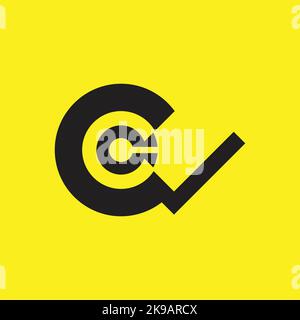 C letter logo design with check mark icon vector template. Stock Vector