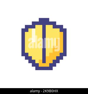 Knight shield pixelated RGB color ui icon Stock Vector