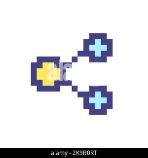 Sharing button with dots pixelated RGB color ui icon Stock Vector