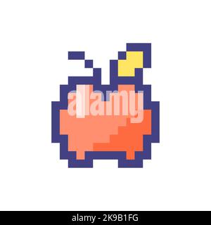 Apple fruit pixelated RGB color ui icon Stock Vector