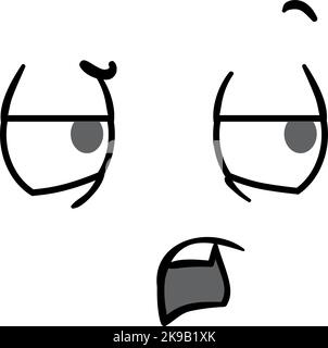 Tired face expression. Funny comic emotion sticker Stock Vector