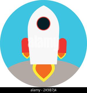Rocket launch round icon. Color startup symbol Stock Vector