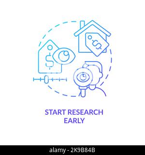 Start research in advance blue gradient concept icon Stock Vector