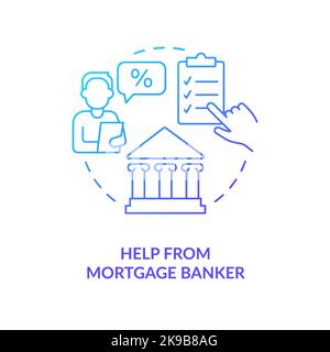 Mortgage banker help blue gradient concept icon Stock Vector