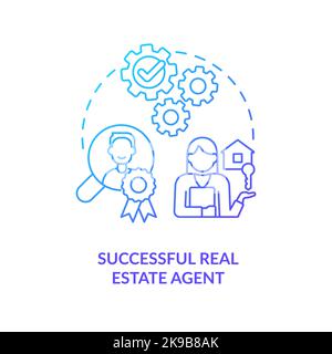 Successful real estate agent blue gradient concept icon Stock Vector