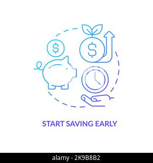 Start saving early blue gradient concept icon Stock Vector
