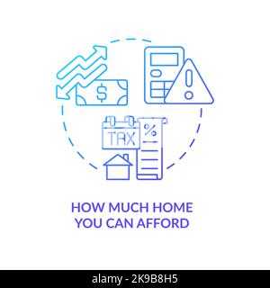 Home affordability blue gradient concept icon Stock Vector