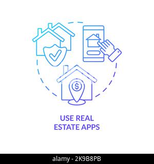 Use real estate applications blue gradient concept icon Stock Vector