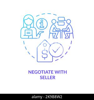 Negotiate with seller blue gradient concept icon Stock Vector