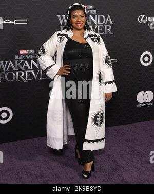Los Angeles, USA. 26th Oct, 2022. April Reign arrives at the Marvel Studios' BLACK PANTHER: WAKANDA FOREVER World Premiere held at the Dolby Theater in Hollywood, CA on Wednesday, ?October 26, 2022. (Photo By Sthanlee B. Mirador/Sipa USA) Credit: Sipa USA/Alamy Live News Stock Photo