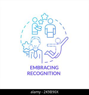 Embracing recognition blue gradient concept icon Stock Vector