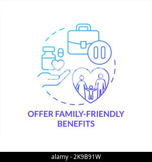Offer family-friendly benefits blue gradient concept icon Stock Vector