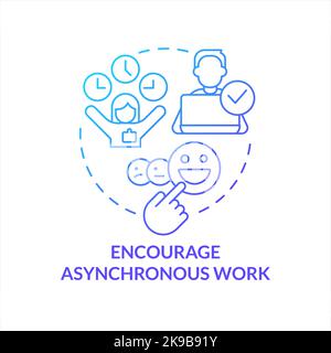 Encourage asynchronous work blue gradient concept icon Stock Vector