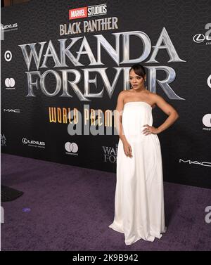 Los Angeles, USA. 26th Oct, 2022. arrives at the Marvel Studios' BLACK PANTHER: WAKANDA FOREVER World Premiere held at the Dolby Theater in Hollywood, CA on Wednesday, ?October 26, 2022. (Photo By Sthanlee B. Mirador/Sipa USA) Credit: Sipa USA/Alamy Live News Stock Photo