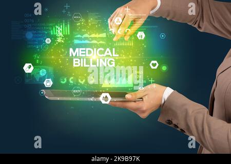 Close-up of a touchscreen with medical inscription Stock Photo