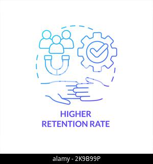 Higher retention rate blue gradient concept icon Stock Vector
