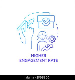 Higher engagement rate blue gradient concept icon Stock Vector